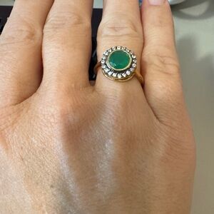 Stella & Dot Retired Suzanne Green and Gold cocktail Ring